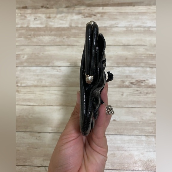 Brighton Purse Small Black Patent Leather Flower Floral Lining - Picture 5 of 16